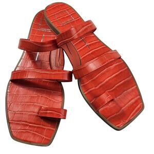 10 faux crocodiles Dolce vita coral orange strappy comfort flats summer sandals